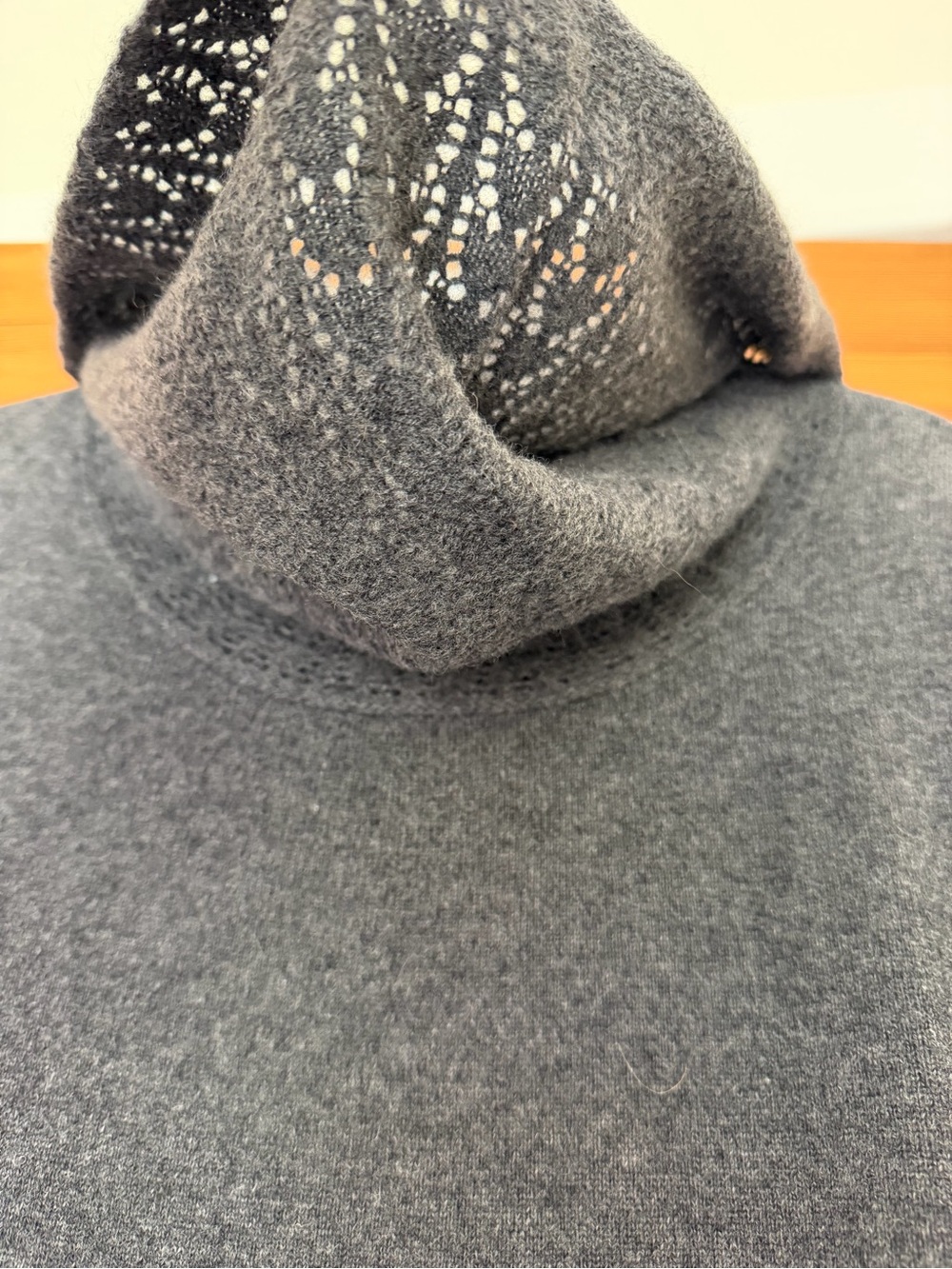 Garnet Hill Dark Charcoal Cowl Neck Cashmere Sweater size Medium - Picture 2 of 5